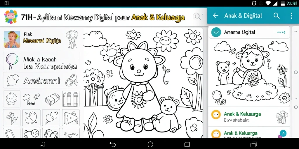 Antarmuka mewarnai digital yang menarik dan interaktif di 71H.