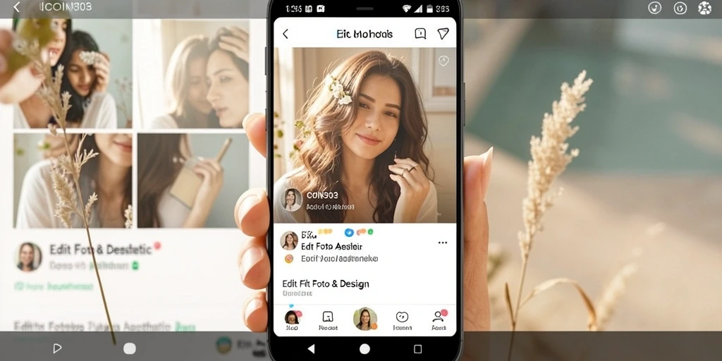 Antarmuka aplikasi COIN303 dengan berbagai fitur Edit Foto Aesthetic.