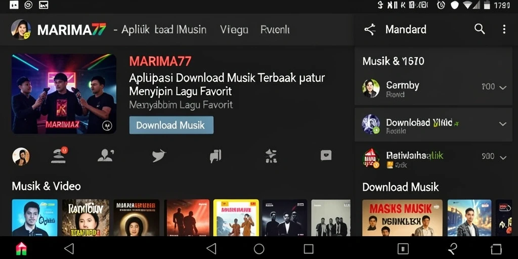 Tampilan antarmuka MARIMA77 untuk Download Musik yang memukau.