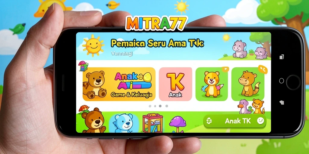 Antarmuka menarik dengan berbagai permainan edukatif untuk anak.