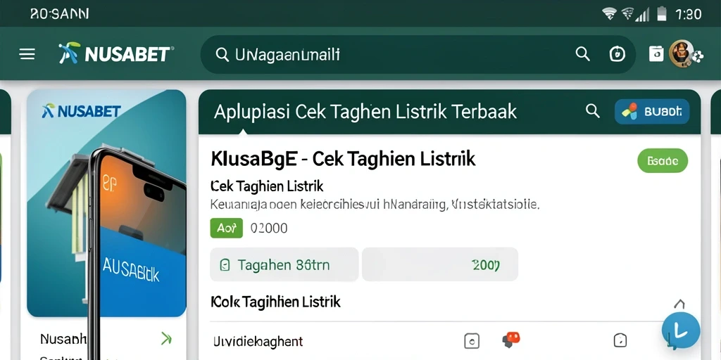 Antarmuka NUSABET menampilkan informasi tagihan listrik secara jelas.