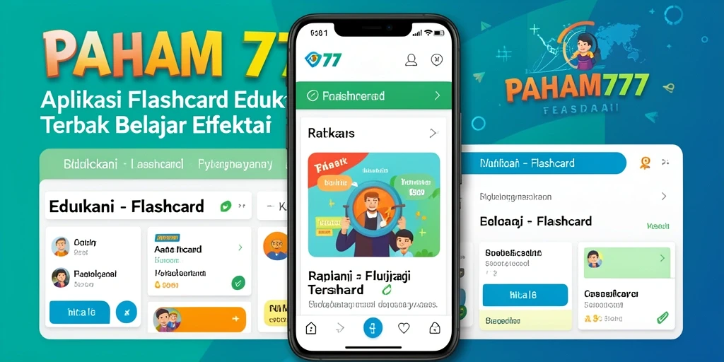 Antarmuka aplikasi PAHAM777 menampilkan fitur flashcard yang interaktif dan edukatif.