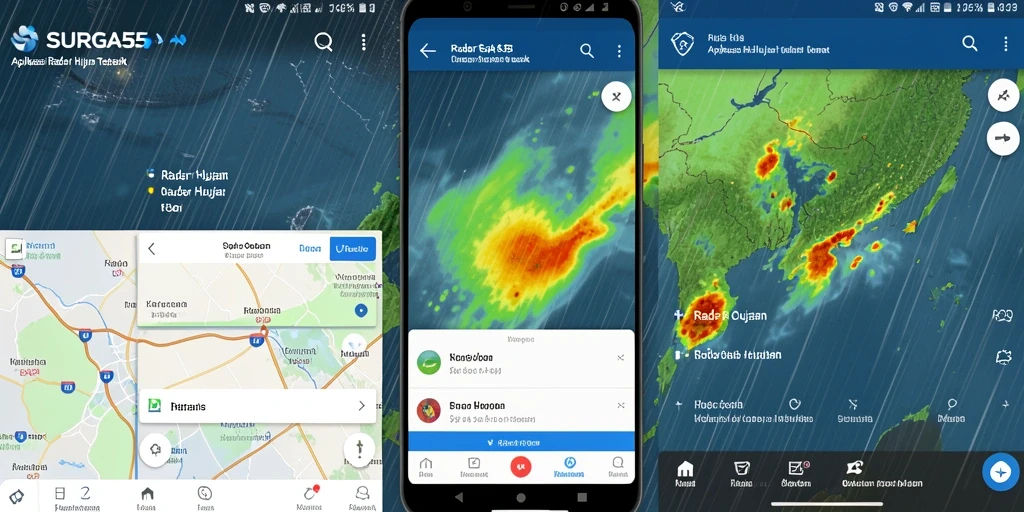 Antarmuka aplikasi SURGA55 yang menampilkan informasi Radar Hujan secara jelas.